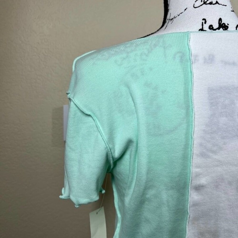 Aeropostale mint green  crop top lettuce hem baby tee top size L streetwear - Picture 13 of 16